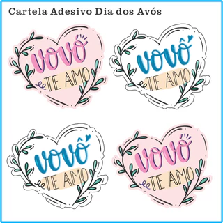 Kit 100 Etiquetas Adesivo Vinil Vovô Vovó | Dia Dos Avós