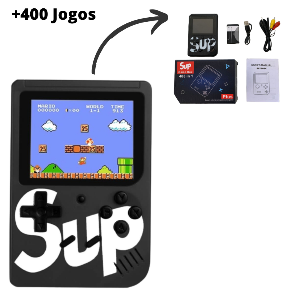 Mini Game Portátil Game 2 Player Box Plus 400 Jogos Na Memoria + Controle  Cabo Av - Pode Ligar a TV (Branco)