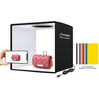 VEDO Photo Ring LED Light Studio Box Fotografia Estúdio Tenda de Tiro Caixa Brilho Ajustável Lightbox Com 12 Cores Backdrop