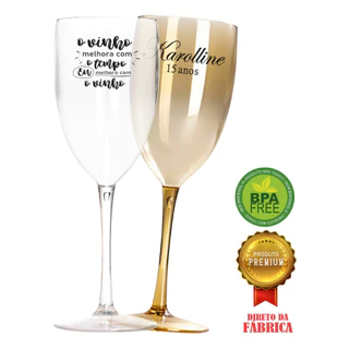 Kit 50 Taças Vinho/drink 420ml Acrílica Personalizadas