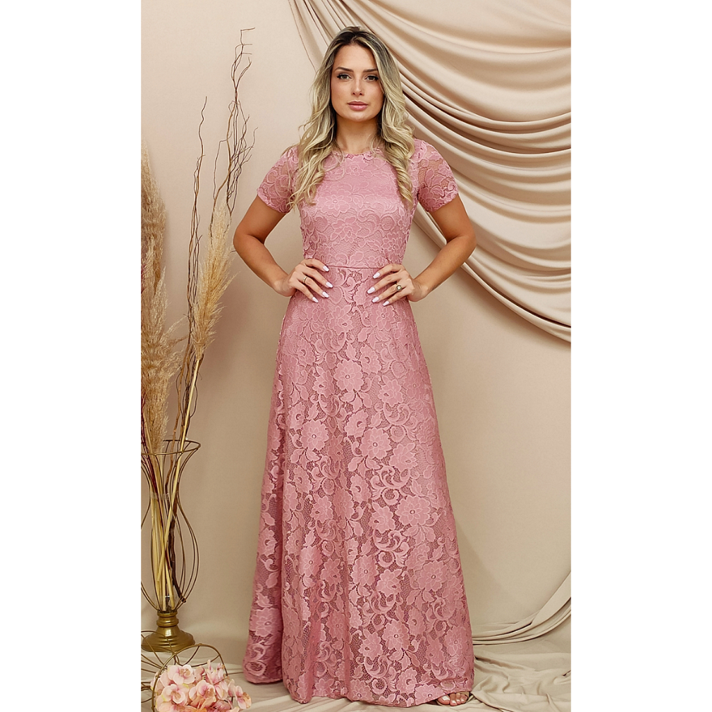 Vestido Madrinha Casamento Vestido Longo De Renda Com Fenda