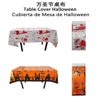 Toalha de Mesa Grande Metalizado Halloween Plástico Para Decoração de Festas 183x137cm