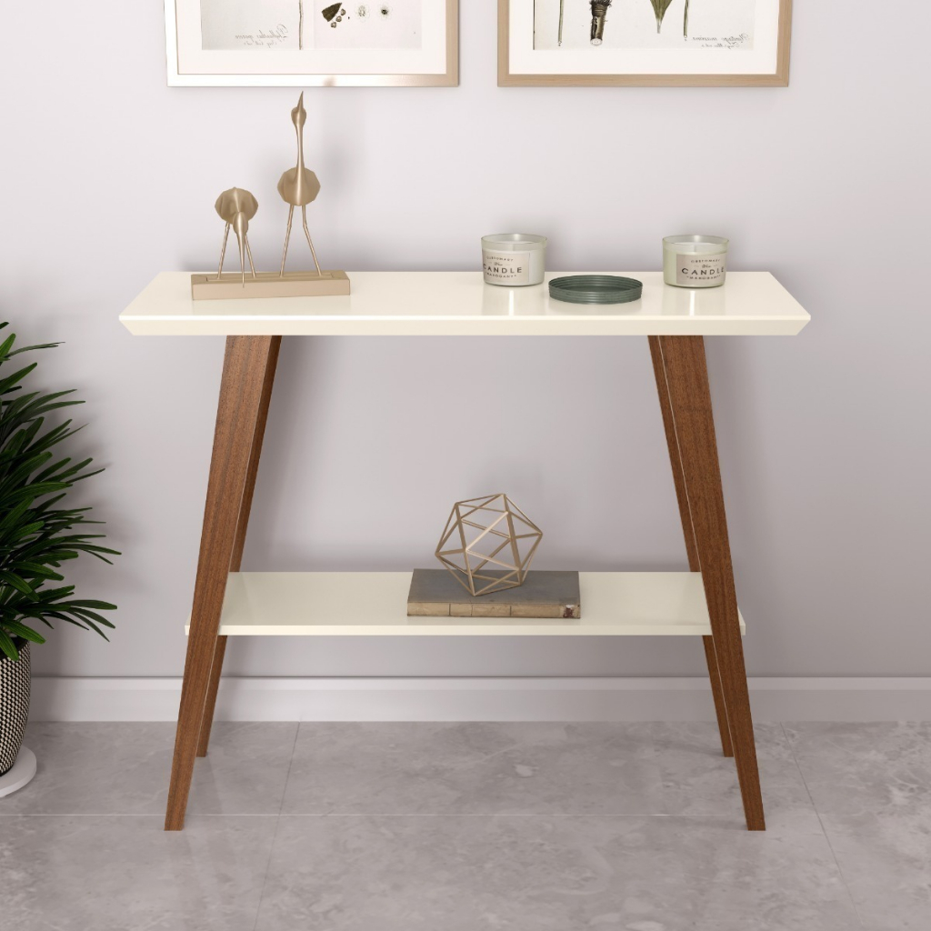 Aparador Sala Mesa Decorativa Escrivaninha Cantinho Do Café Hall De Entrada Pés Madeira Mônaco Larzen