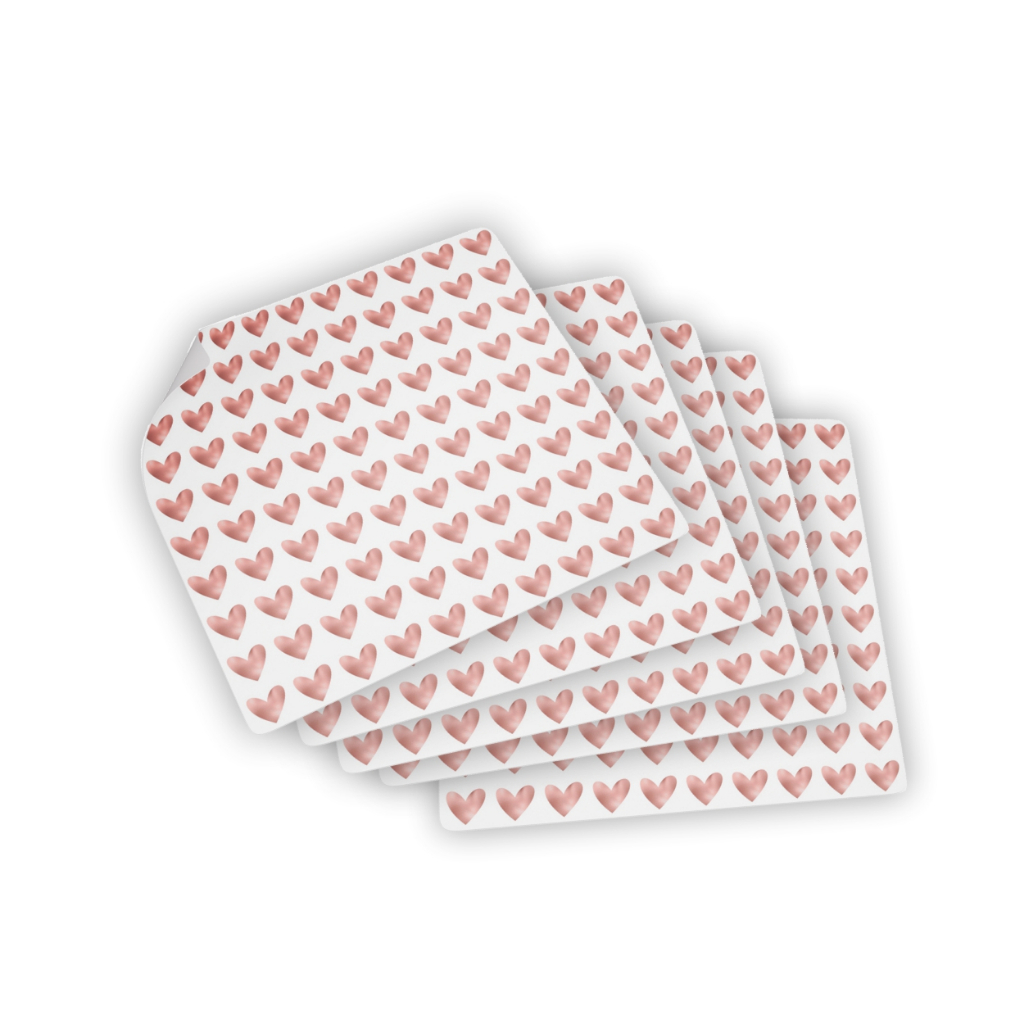 1000 unid Adesivo Coração Rose para cartões fidelidade, selo, visto, carimbo, cartela