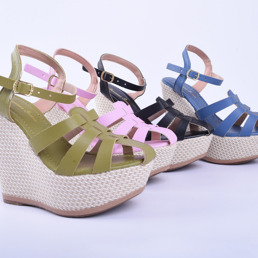 Sandalia Anabela Feminina Salto Allto Elo Plataforma Meia Pata Lancamento Outono Inverno GIOVANNA GOMES