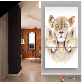 quadro decorativo moderno leoa com filhotes proteção amor decoração quarto sala hall