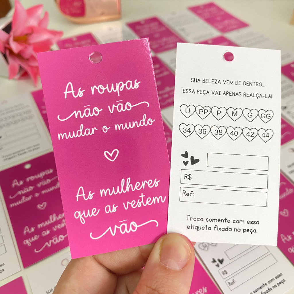 50 Unidades Etiqueta Tag para Roupas Femininas - Rosa | Shopee Brasil
