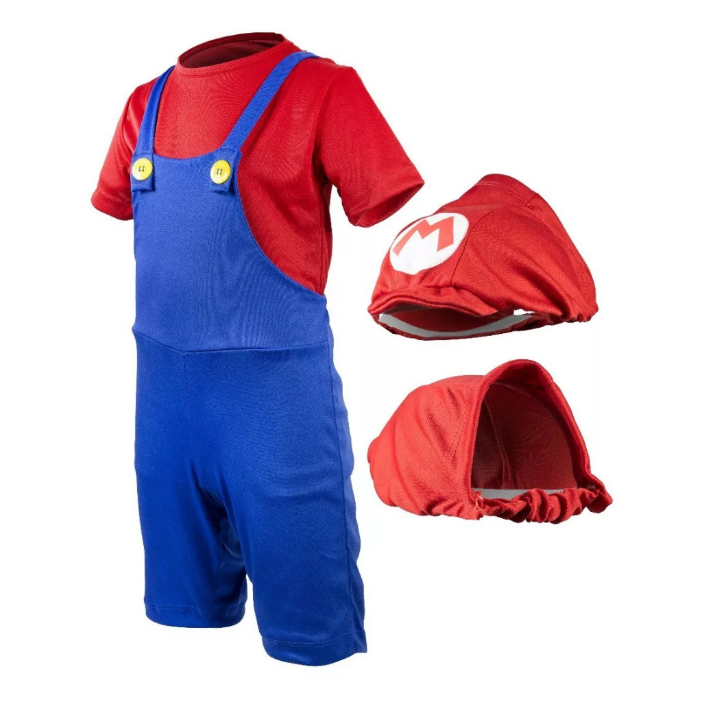 Fantasia Infantil Roupa Mario Bros com Gorro | Shopee Brasil