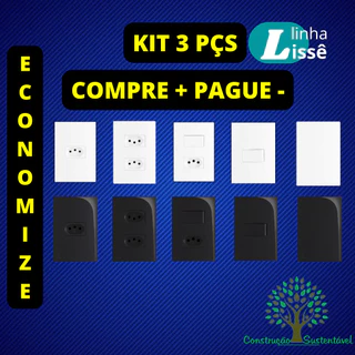 Tomadas, Tomada Dupla, Interruptores Simples - Kits 3 peças Leve Mais Pague Menos Linha Lissê