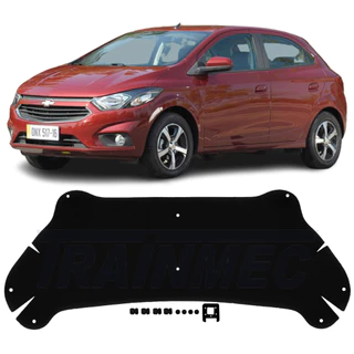 Forro Manta Capô Chevrolet Onix Prisma LT LTZ ACTIV 2017 a 2019 / Onix Prisma Joy Black 2020 a 2022 - Autoadesivo + Presilhas - Corte Laser Trainmec - Forração Isolador Térmico Acústico Antichamas Anti Ruído - Resina Betuminosa Betuminado Betumado