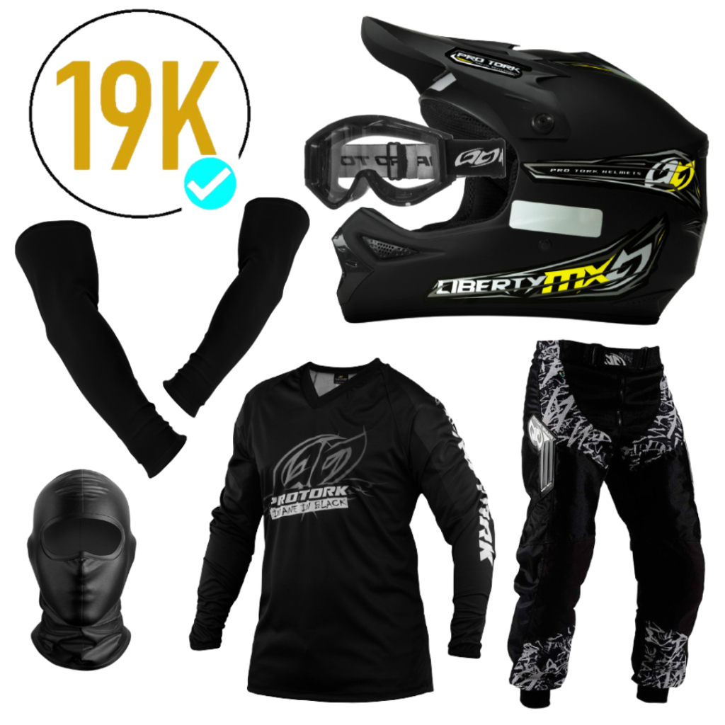 KIT MOTOCROSS TRILHA CONJUNTO ROUPA CAMISA CALÇA CAPACETE ÓCULOS