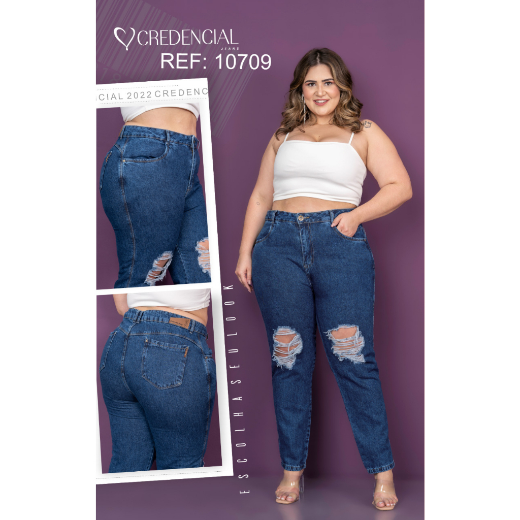 Calça jeans best sale mom plus size