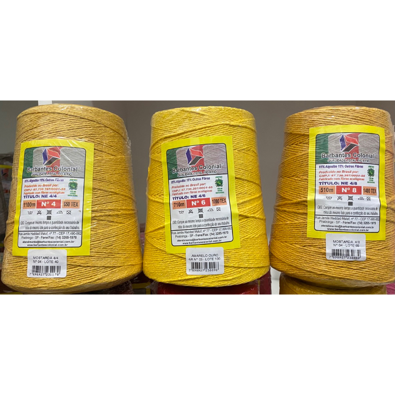 Barbante Piratininga Colonial Amarelo, Mostarda, Amarelão 700 gramas