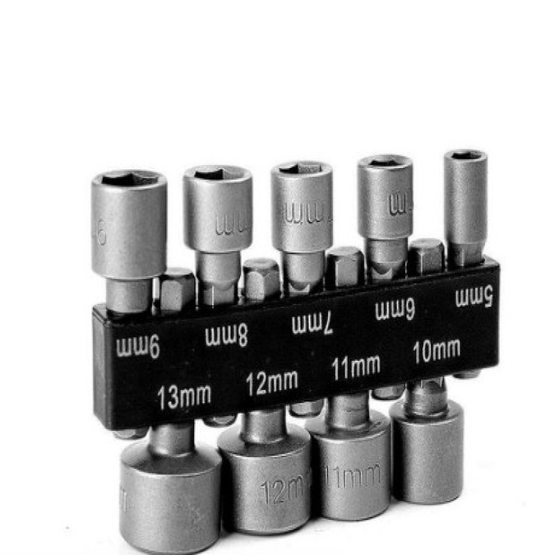 Jogo Soquetes Canhão Sextavado Parafusadeira - 9 Peças