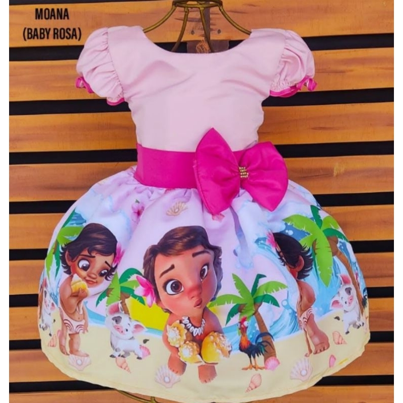 Vestido Moana Baby Aniversario Infantil Festa Super Luxo em