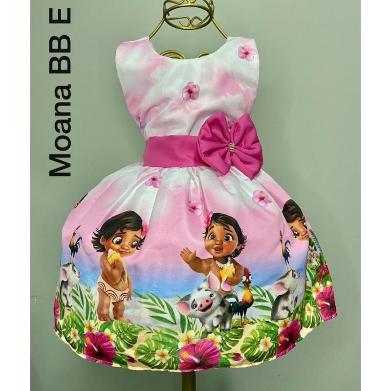 Vestido Moana Baby Aniversario Infantil Festa Super Luxo