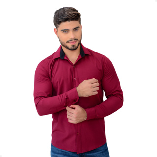 Camisa Social Masculina Manga Curta Tricoline Slim Fit Luxo