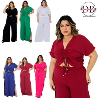 Conjunto De Cropped E Calça Pantalona - Pronta Entrega 64
