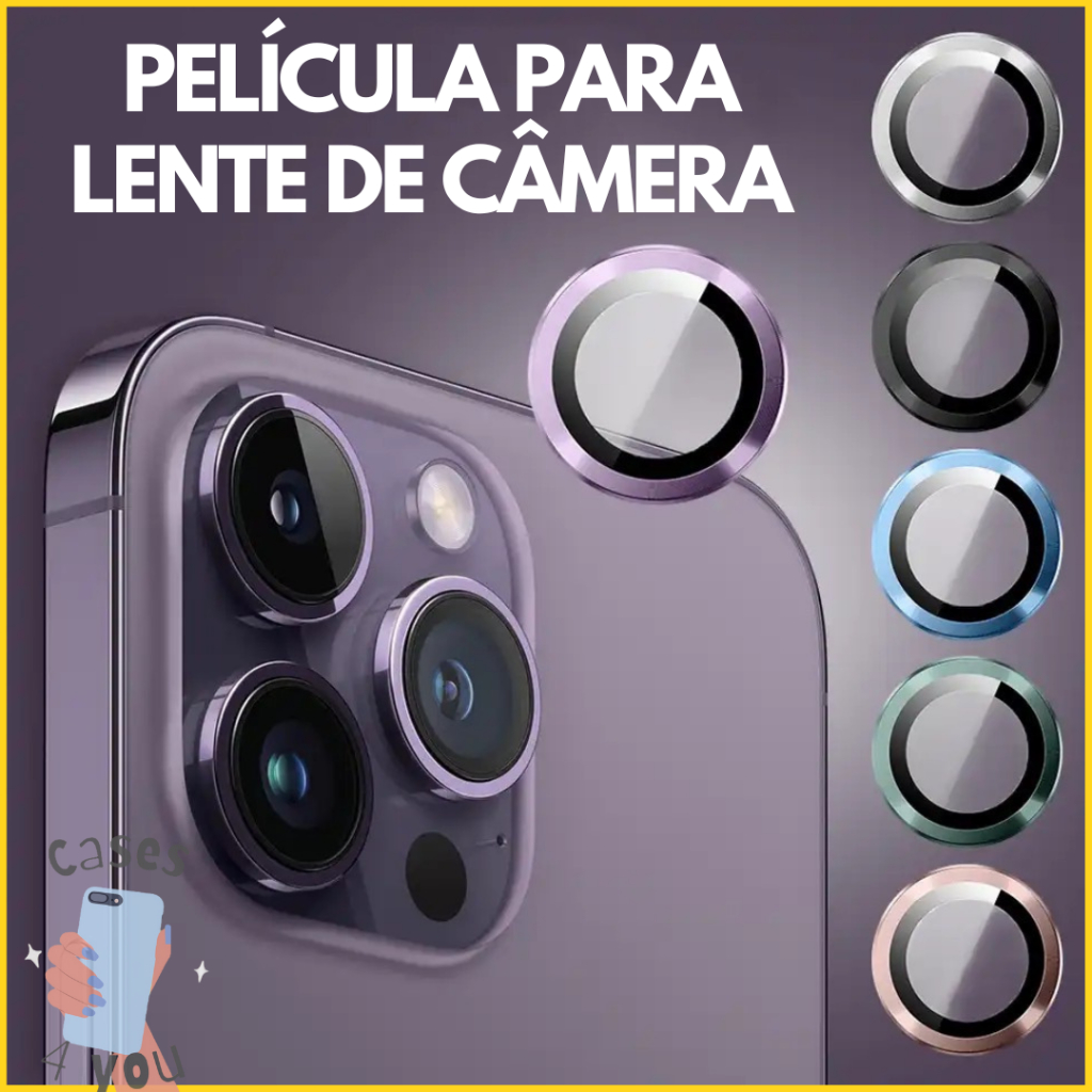 Película Proteção Lente Câmera Traseira Lisa Iphone 13 14 Mini Pro Max Plus Pelicula Camera Roxo Azul Colorido Dourado Menta Prata Preto Rose Verde Vermelho