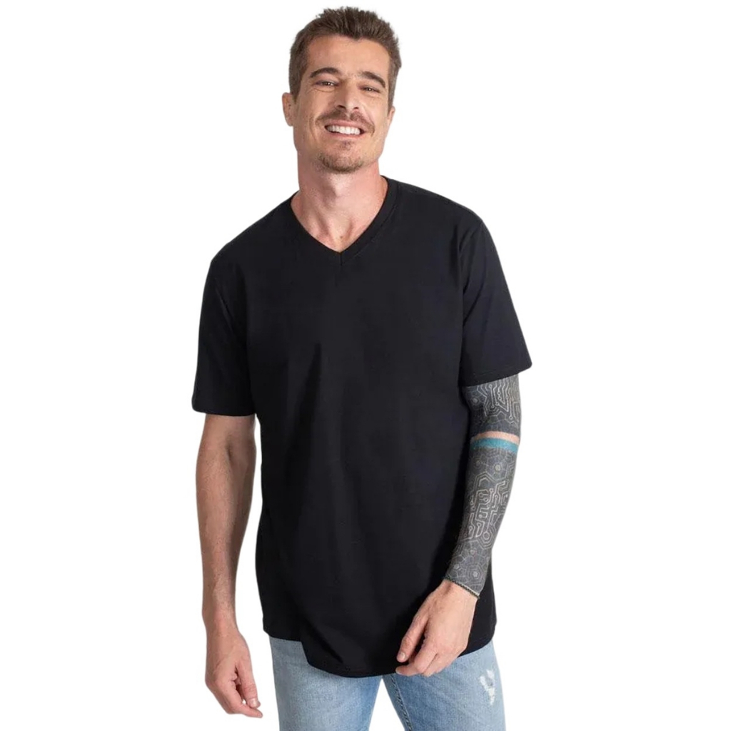 Camiseta Masculina Basicamente Gola V Tradicional Lisa | Shopee Brasil