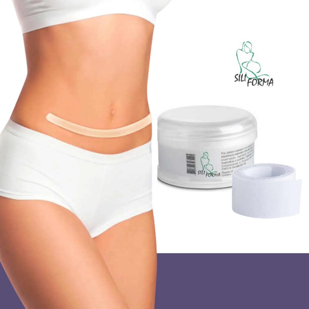 Fita Para Cicatriz Fita Adesiva de Gel para Queloide Abdominoplastia Bariátrica 35cmX3cm / 45cmX3cm / 65cmX3cm Siliforma