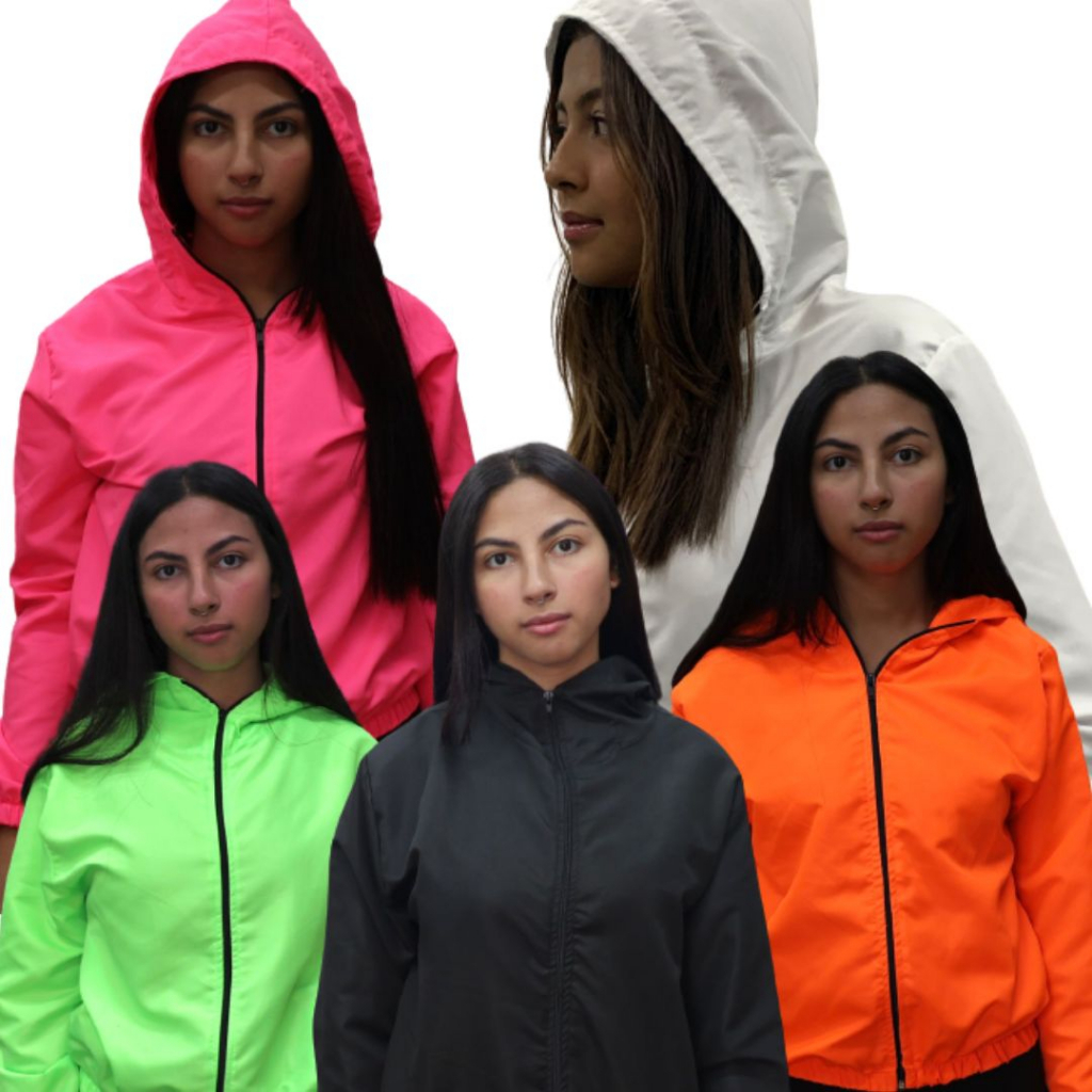 Blusa de frio corta vento jaqueta feminina neon para academia ciclismo