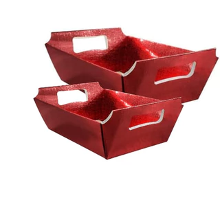 Cesta de Papel Cartão Vermelha ASSK - Kafe Embalagens