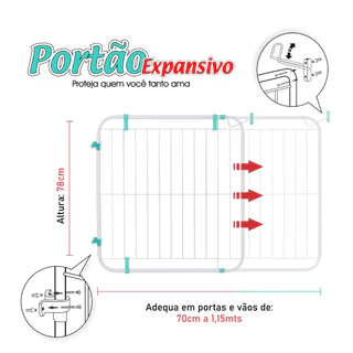 Portão Expansivo Grade Proteção Criança Pet Cachorro ( 70cm a 115cm) em Oferta na Shopee
