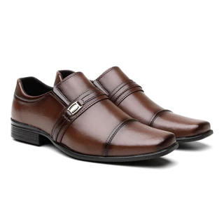 Sapato Social Masculino Confort Sem Detalhes Preto Café Envio Imediato Café Marrom Outono Inverno Lançamento Frio 2024