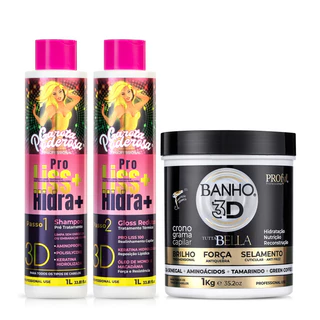 KIT Proliss 3D LITRO E CRONOGRAMA CAPILAR BANHO 3D BRILHO TRIDIMENSIONAL 1 KG