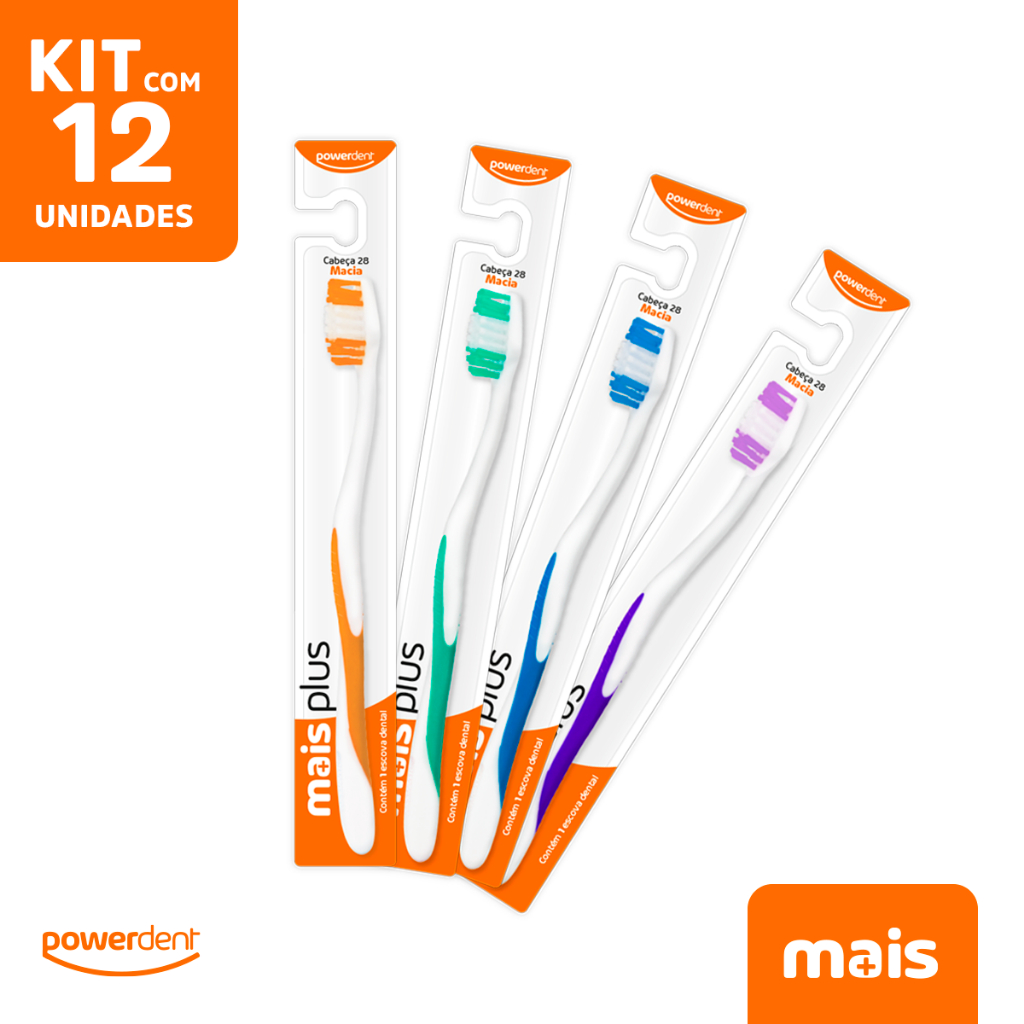 Kit com 12 Escovas de dentes Limpador de Tartaro Mais Plus | Shopee Brasil