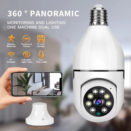 Câmera Segurança Wifi ip Sem Fio 360º Lâmpada App Yoosee Ptz Full HD Visão Noturna Colorida