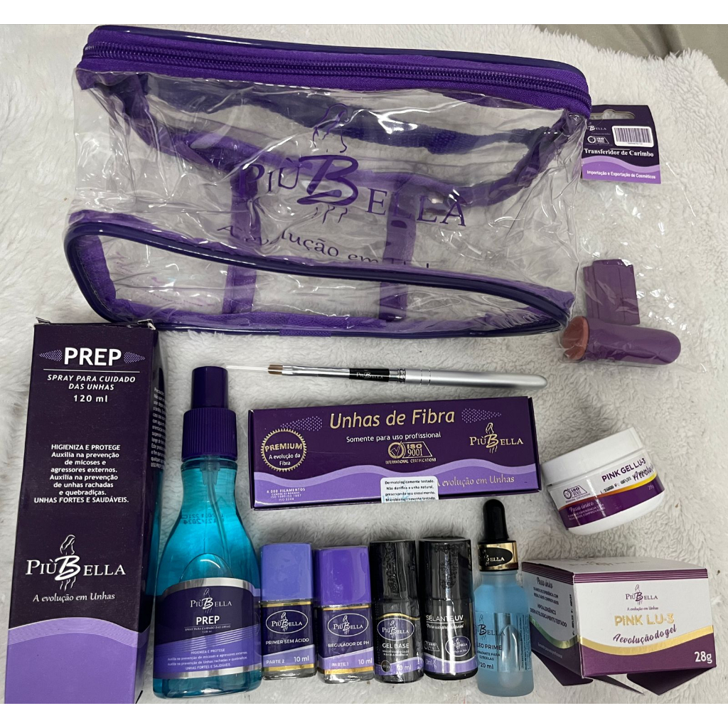 Kit Piubella Completo Unhas Fibra Gel Pink Lu3 28gm