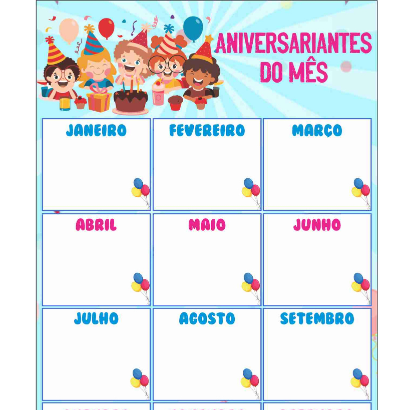 Kit de 2 Banners Escolares Calendário e Aniversariantes + Chamadinha 30  alunos - Loja PlimShop