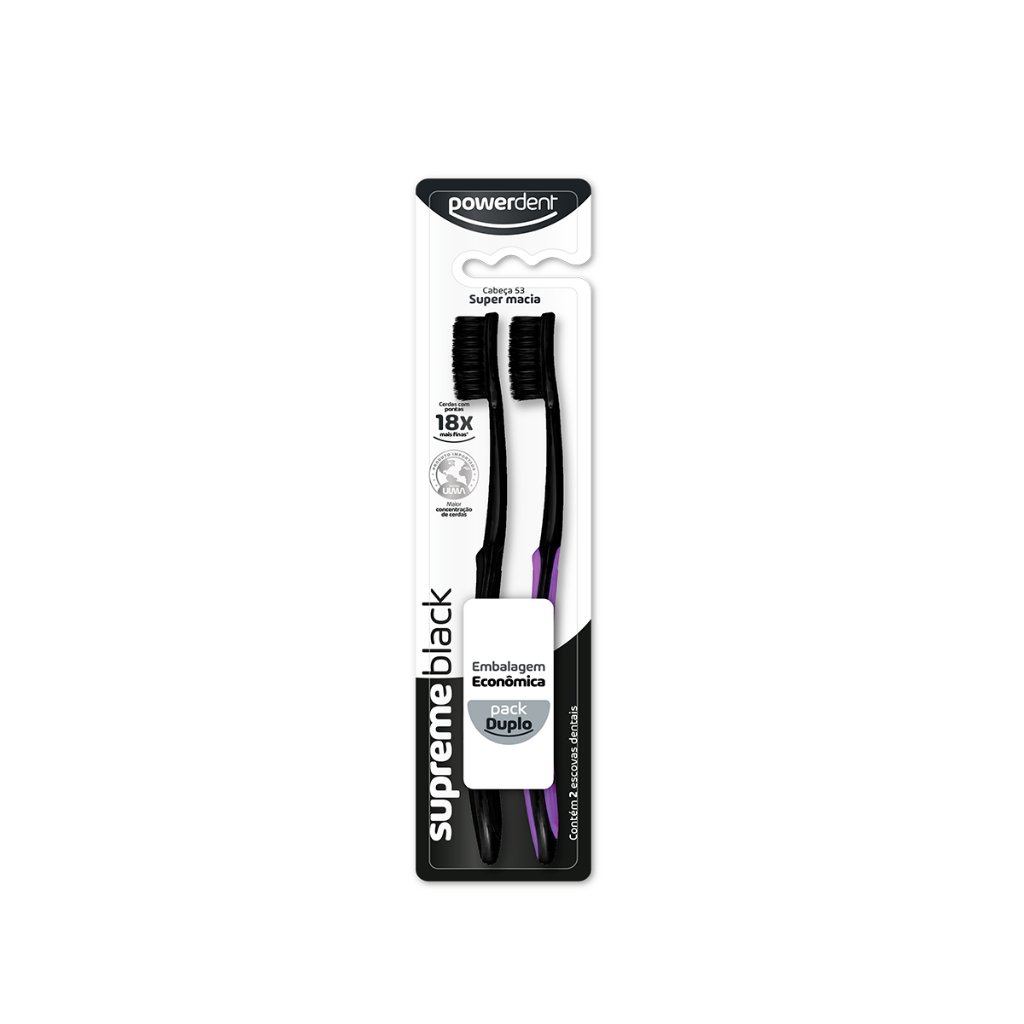 Escova De Dentes Supreme Black 2un Cabo Emborrachado