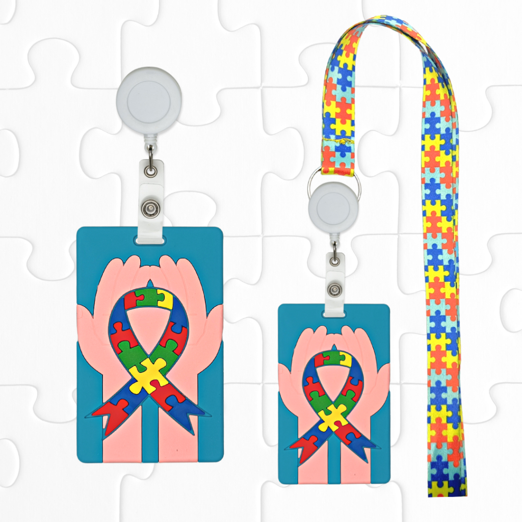Cordão de Identificação Autismo/Autista + Porta Cartão Emborrachado Autismo/Autista