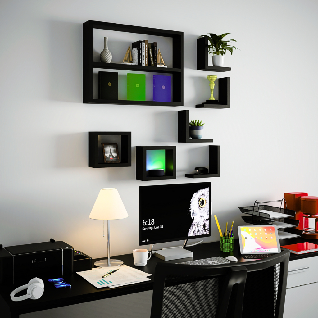 Kit 7 Pecas Nicho Cubo Prateleira Mdf Decorativo Livros Action Figure 7 Cm De Profundidade Para Gamer Quarto Sala Escritorio Hall