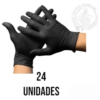Luva Descartável Nitrílica Black Supermax Sem Pó - C/ 24 unidades