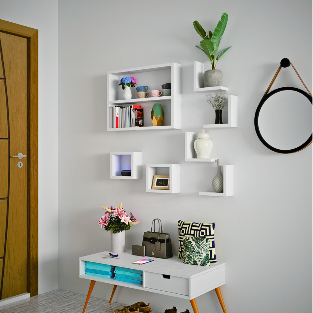 Kit 7 Pecas Nicho Prateleira Decorativo Para Livros Gamer Quarto Infantil  de Bebe Sala Escritório