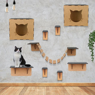 Melhores Playground para Gatos kit brinquedo para pet prateleiras nichos arranhador escadinha circuito com carpete