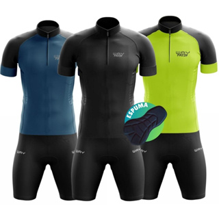 Conjunto Ciclismo Masculino Camisa e Bermuda Way Fresh Forro Espuma Uv50 Mtb