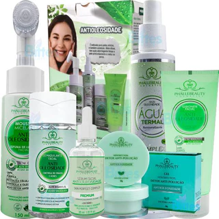 KIT FACIAL ANTIOLEOSIDADE PHÁLLEBEAUTY SKIN CARE COMPLETO LIMPA HIDRATA NUTRE A PELE OLEOSA