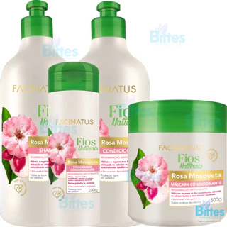 KIT ROSA MOSQUETA FACINATUS COSMÉTICOS HIDRATAÇÃO CAPILAR