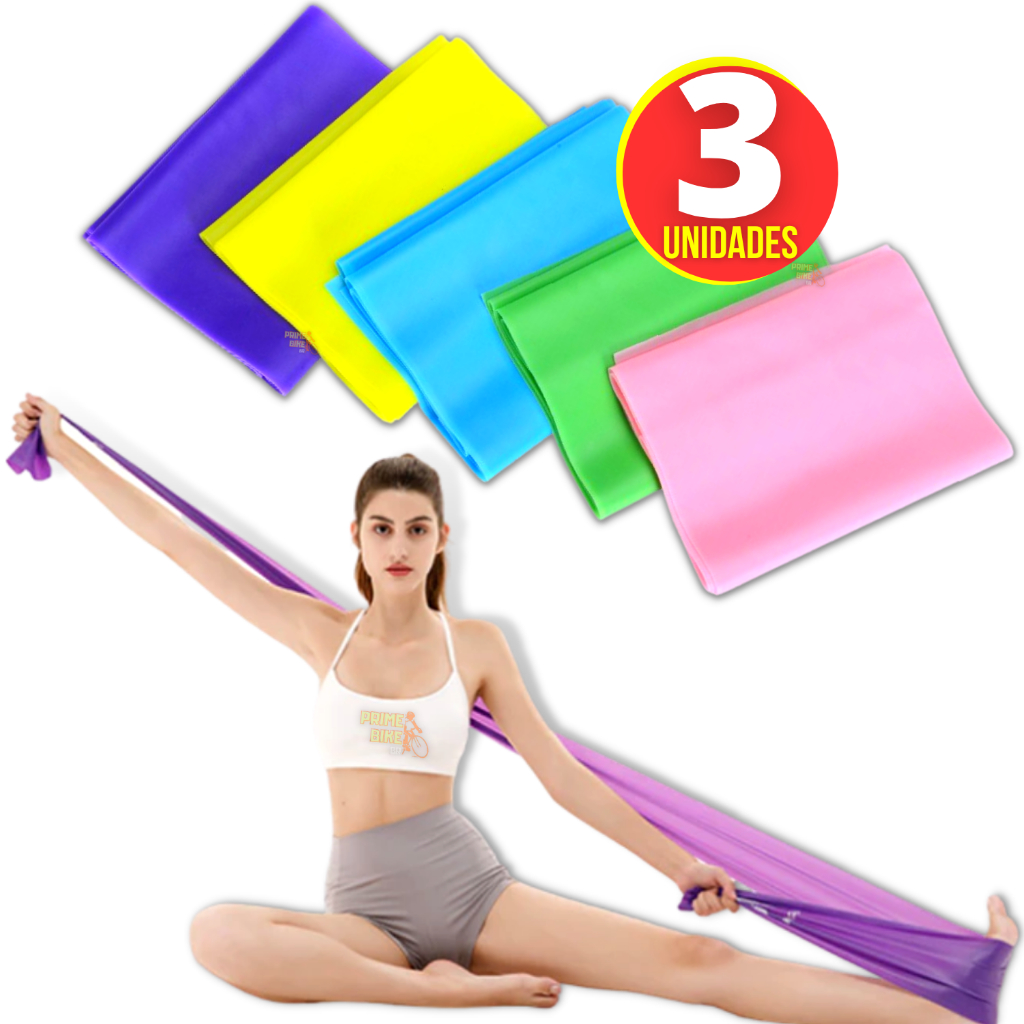 Kit 3 Faixas Elásticas Thera Band Fisioterapia Exercício Elástico de Treino em Casa
