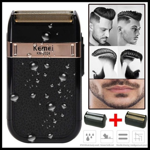 Maquina de barbear Barbeador elétrico sem fio recarregável Kemei Classic Shaver Km 2024 - Bivolt 110v/220v