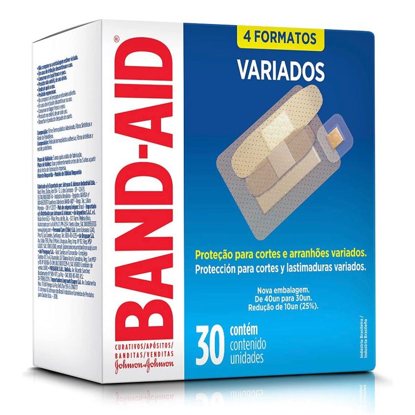 Band-Aid Curativos Tamanhos Variados com 30 unidades