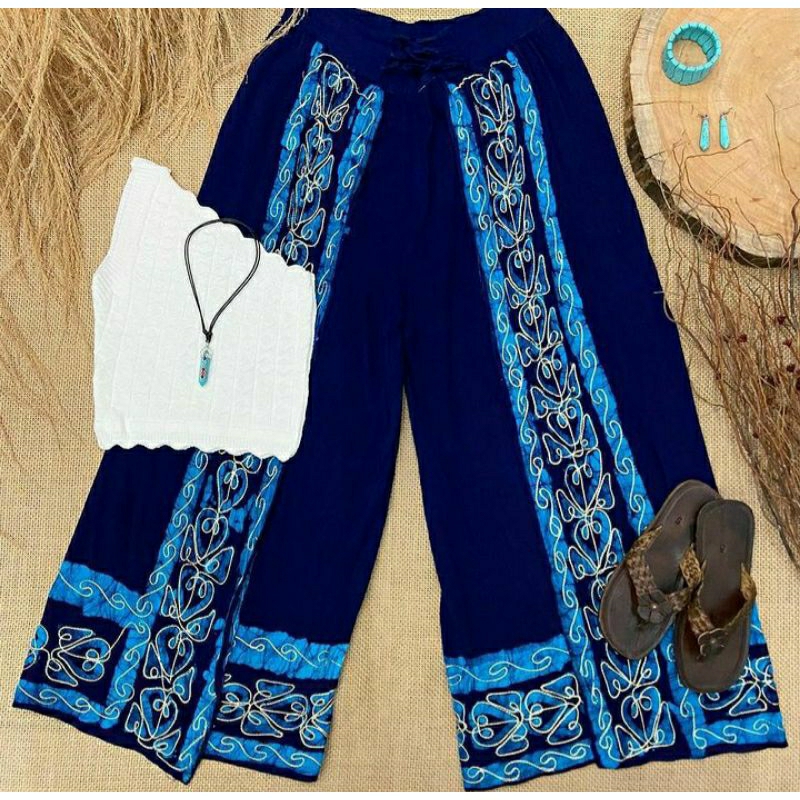 Calça Indiana Envelope Preta Casual Básica Hippie Boho Calça