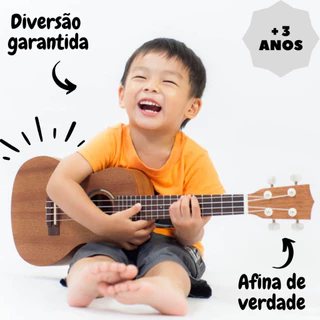 Mini Violão Infantil Com Cordas Afina De Verdade De Brinquedo Diversão Aprendizado Divertido