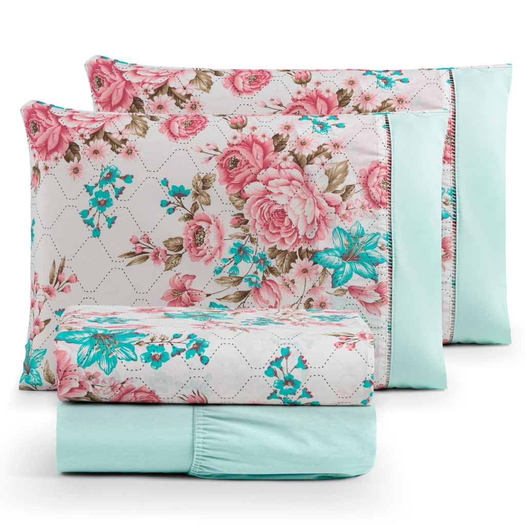 Jogo de Cama Casal 4 Pçs 100% Algodão - 180 Fios