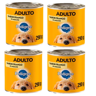 Kit 4un Ração Úmida Pedigree Lata Frango Ao Molho Para Cães Adultos 290g